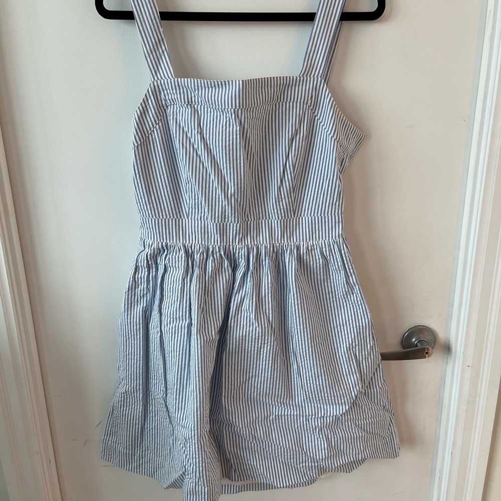 J. Crew Factory Blue and White Striped Dress